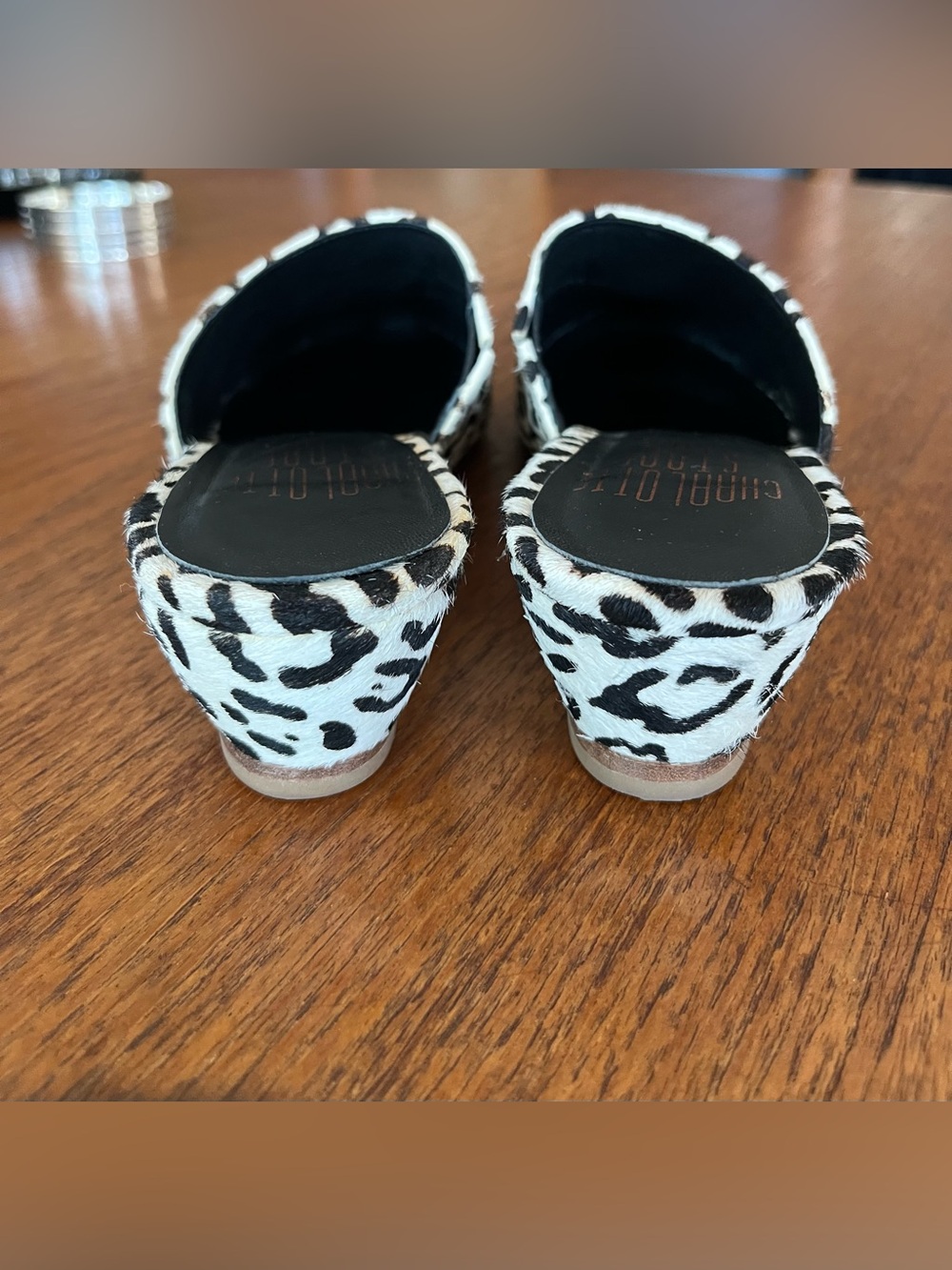 Charlotte Stone “Snow Leopard” Calf Hair Mules/ Flats • Size 7 • Vero Cuoio - Picture 4 of 8
